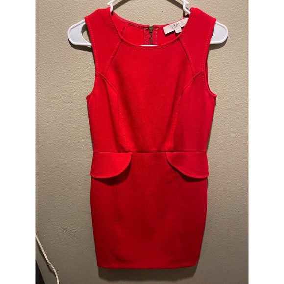 LOFT Women's Red Sheath Dress Size 2 Waist Flaps Peplum Sleeveless - Picture 3 of 5